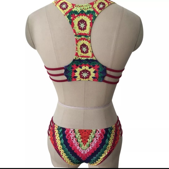 Small medium boho printed srap one piece swimsuit - Picture 4 of 4
